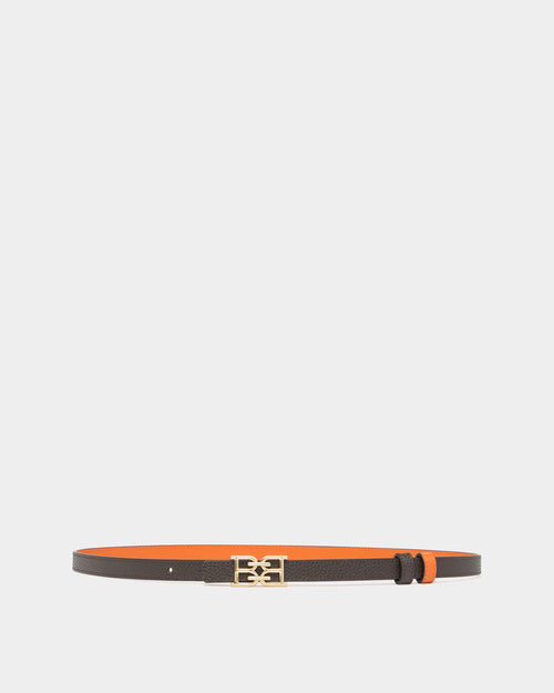 15 mm Reversible Belt In Orange and Brown Leather