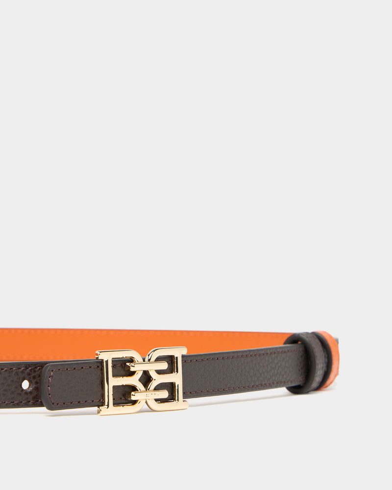 15 mm Reversible Belt In Orange and Brown Leather