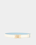 30 mm Reversible Belt In Light Blue and White Leather