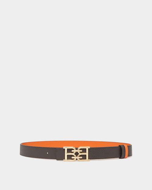 30mm Reversible Belt In Orange and Brown Leather