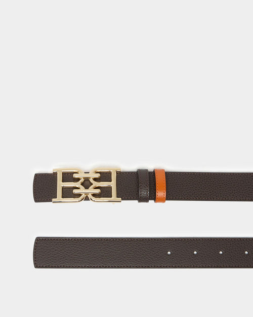 30mm Reversible Belt In Orange and Brown Leather