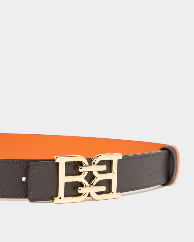 30mm Reversible Belt In Orange and Brown Leather