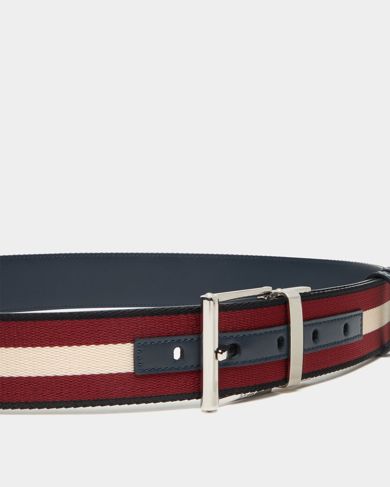40 mm Reversible Belt In Blue Leather With a Bally Ribbon