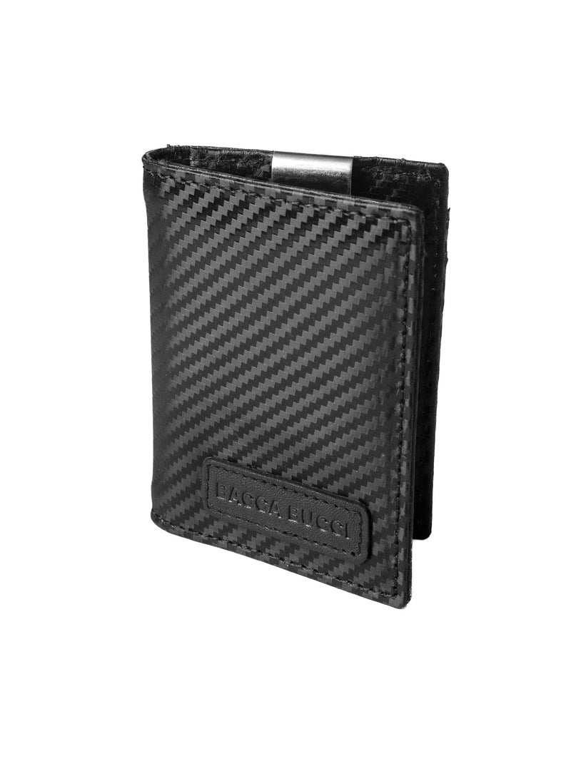Bacca Bucci CarbonEdge Leather Wallet with Metal Money Clip