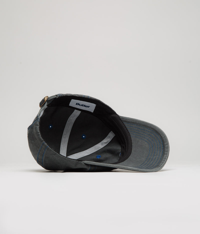 Butter Goods Rounded Logo Cap in Washed Black and Blue