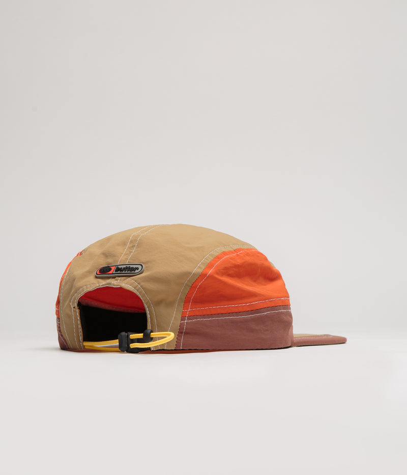 Butter Goods Stream 4 Panel Cap in Khaki and Citrus