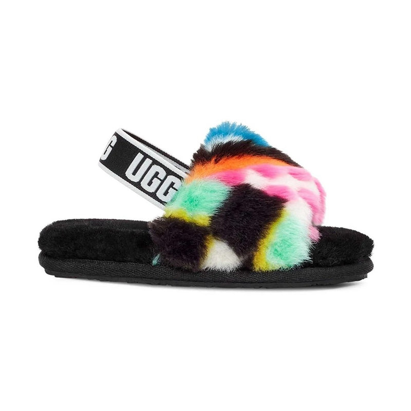 Infant UGG Fluff Yeah Slide Checks Black Multi (1130391I-BLKM)