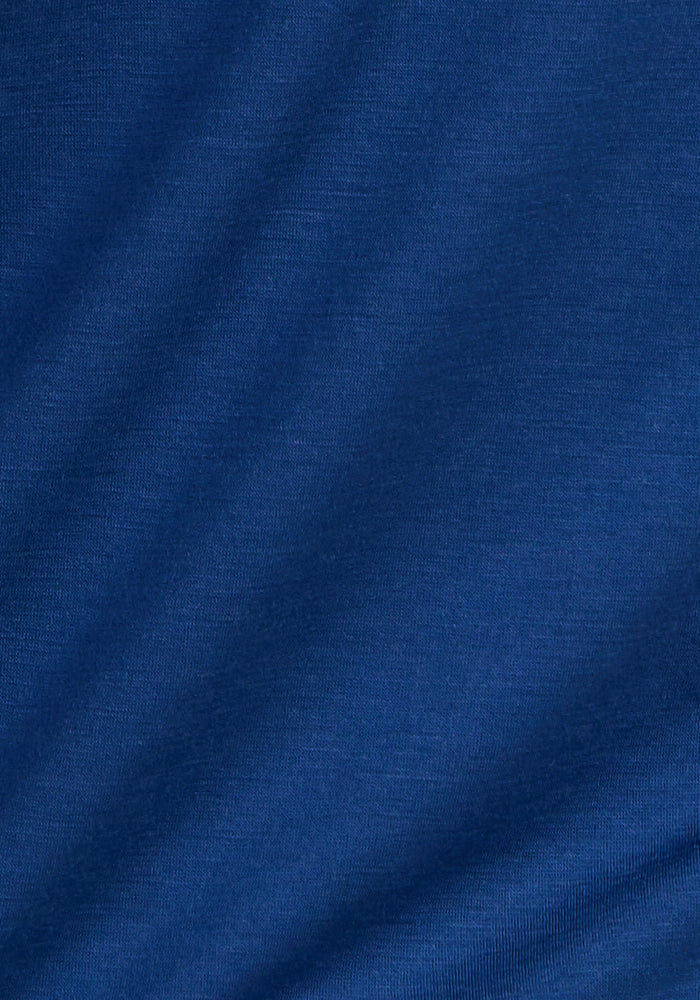 A close-up of the Woolx Liza Crew Neck Tee in Estate Blue, featuring fine Australian Merino wool texture.