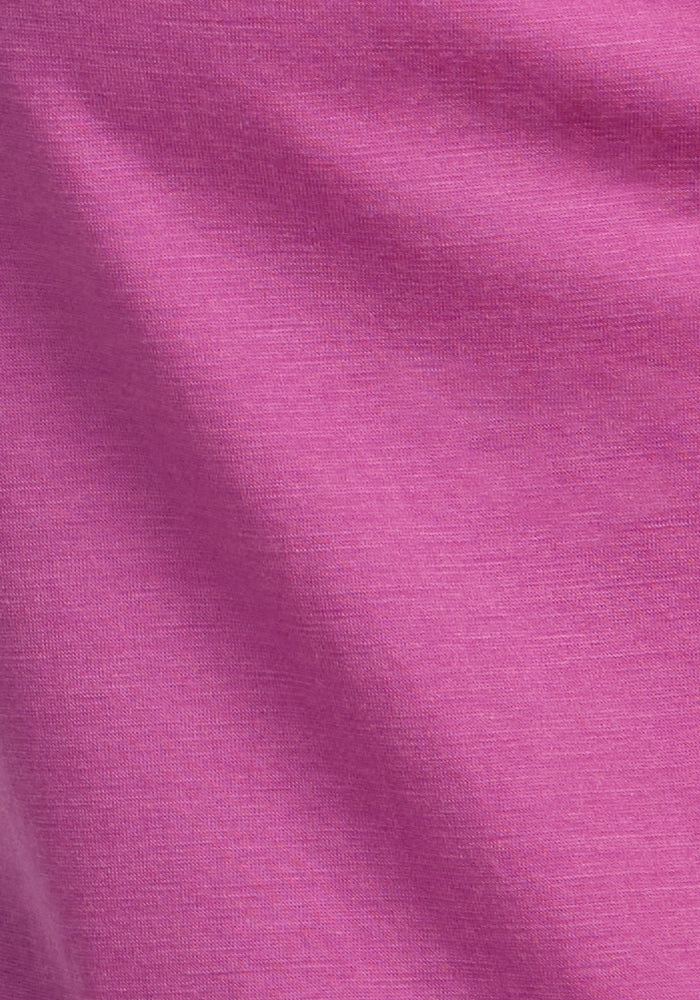 Close-up of Woolx Liza Crew Neck Tee in Purple Wine, made from smooth Australian Merino wool.