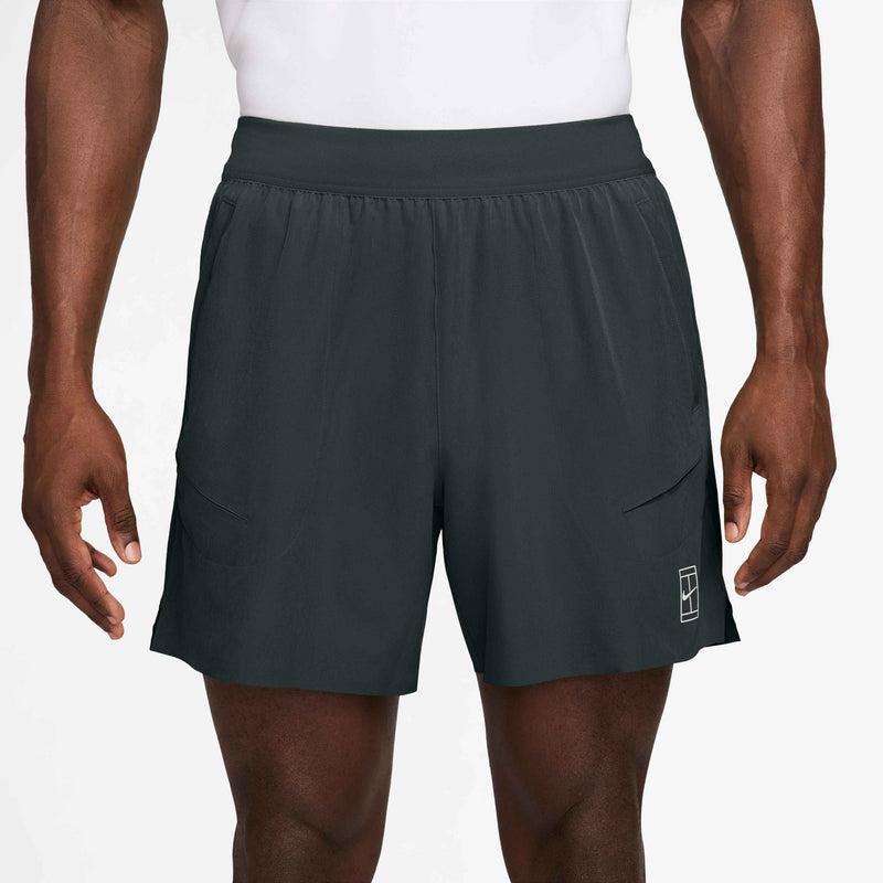 Men's Court Advantage Dri-FIT 6" Tennis Shorts in Black Spruce/White