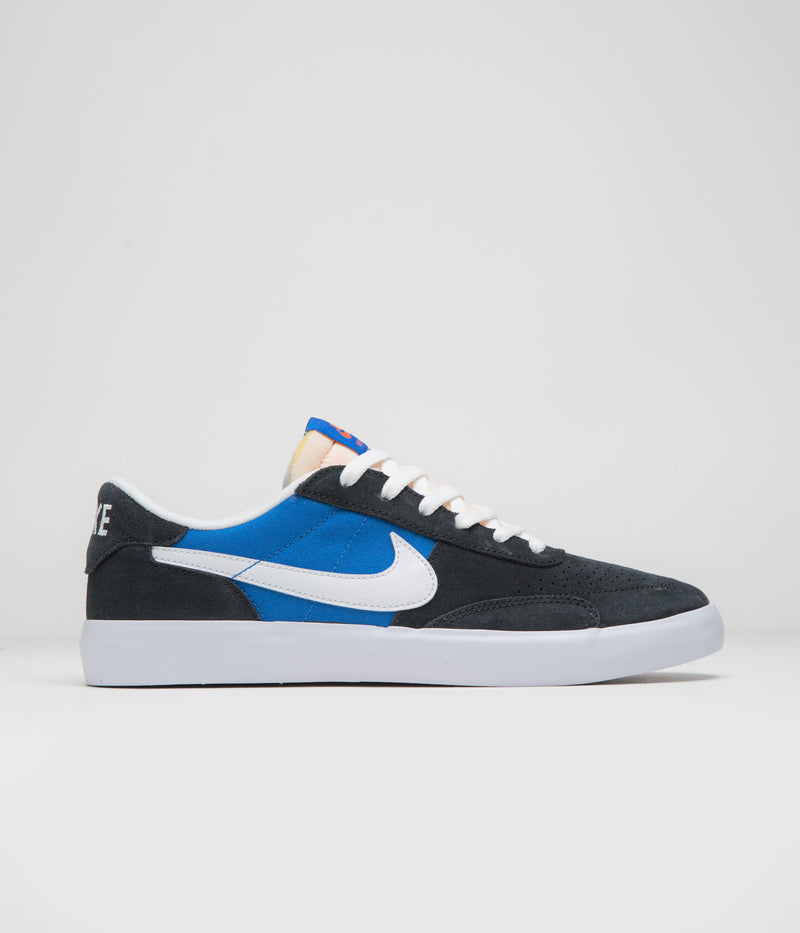Nike SB Heritage Vulc Shoes in Black and White and Signal Blue - Safety Orange