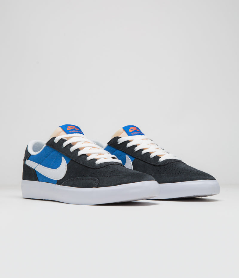 Nike SB Heritage Vulc Shoes in Black and White and Signal Blue - Safety Orange