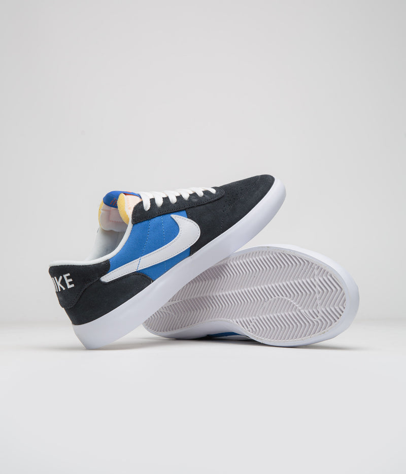 Nike SB Heritage Vulc Shoes in Black and White and Signal Blue - Safety Orange