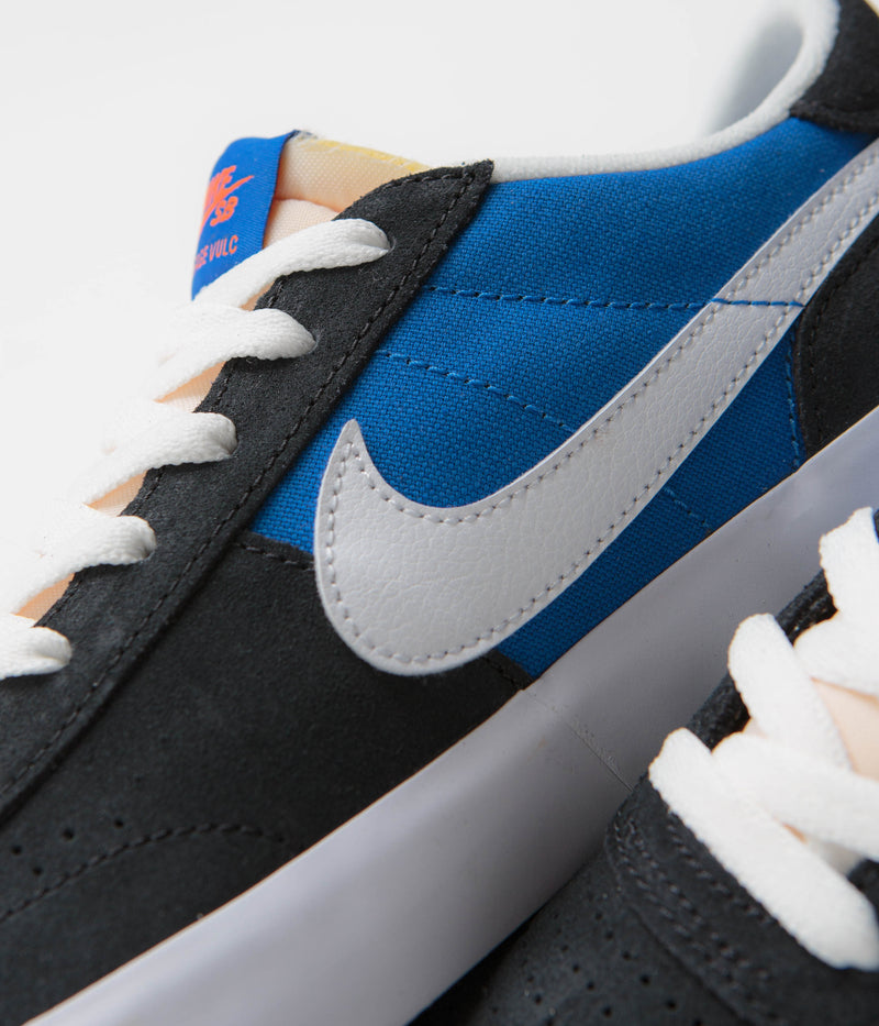 Nike SB Heritage Vulc Shoes in Black and White and Signal Blue - Safety Orange