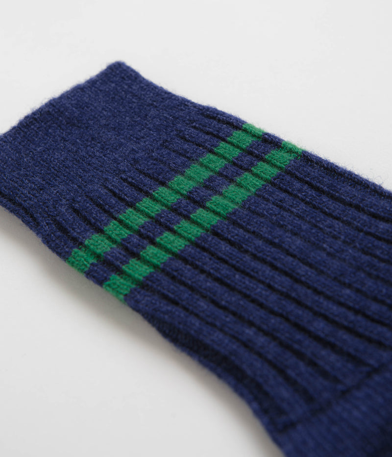 RoToTo Merino Lambswool Socks in Navy Blue and Green