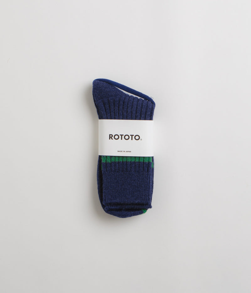RoToTo Merino Lambswool Socks in Navy Blue and Green