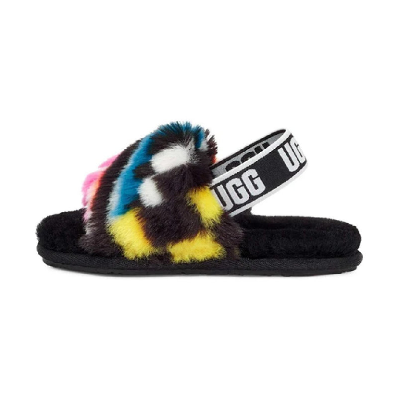 Toddler's UGG Fluff Yeah Slide Checks Black Multi (1130391T-BLKM)