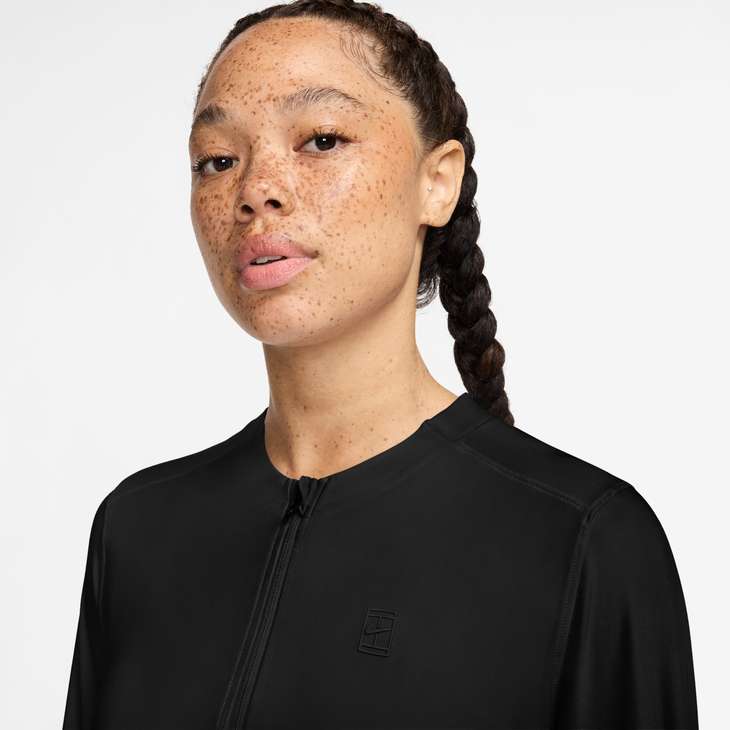 Women's Court Advantage Dri-FIT-Mid Layer Tennis Top in Black/Black