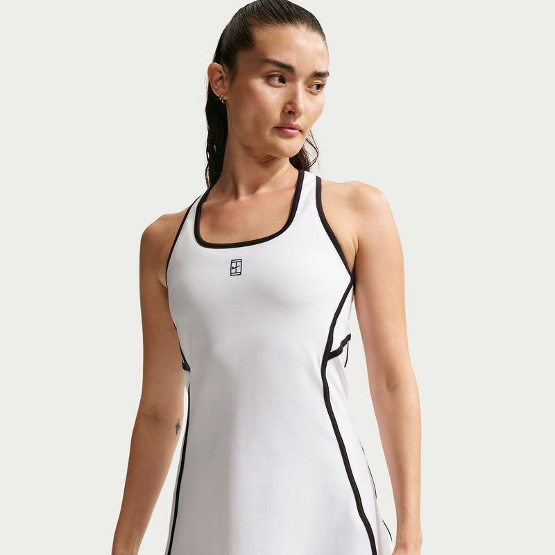 Women's Court Advantage Dri-FIT Tennis Dress in White/Black